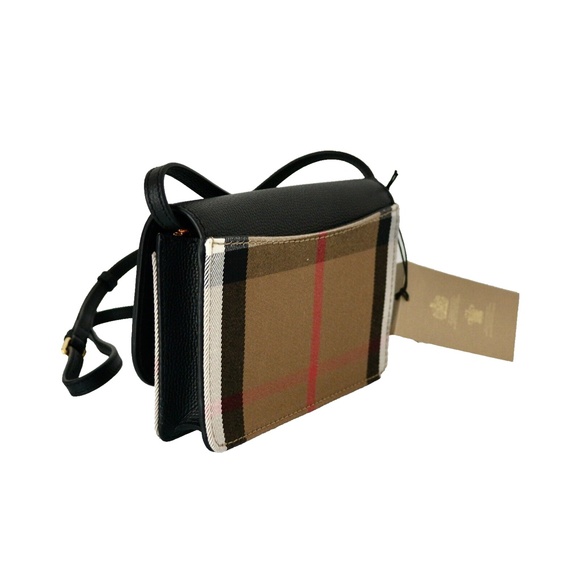 NWT BURBERRY HOUSE CHECK DERBY LEATHER HAMPSHIRE CROSSBODY BAG CLUTCH - Picture 6 of 10